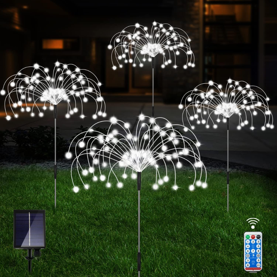 4 Pack Solar Garden Lights, 120 LED Cool White Waterproof String Lights photo 1