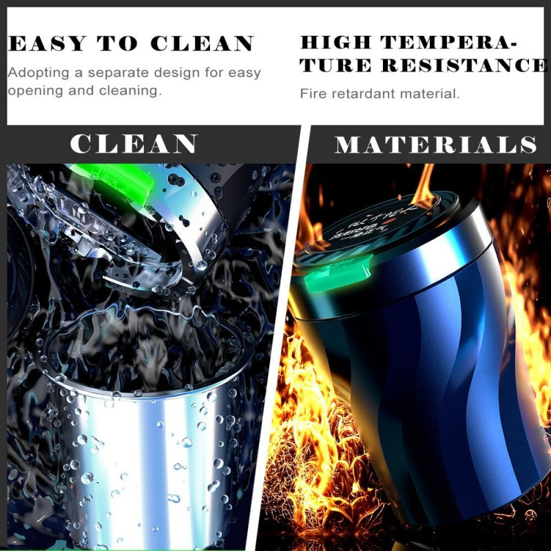 2-Pack Car Ashtrays - Ashtrays With Lids, Odor-proof Design, Large Capacity For 60-80 Cigarette Butts, Flame-retardant Shell And Heat-resistant Alloy Inner Liner, Suitable For Cars, Homes And Offices, photo 6