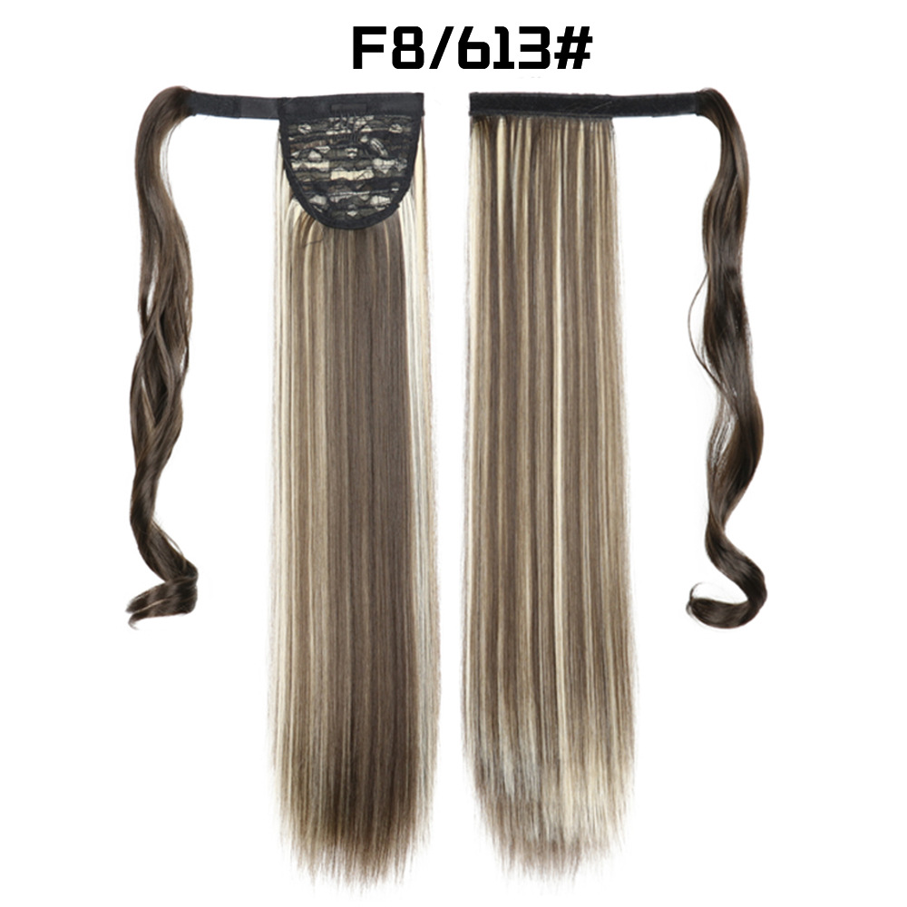 European And American Long Straight Hair Velcro Ponytail photo 4