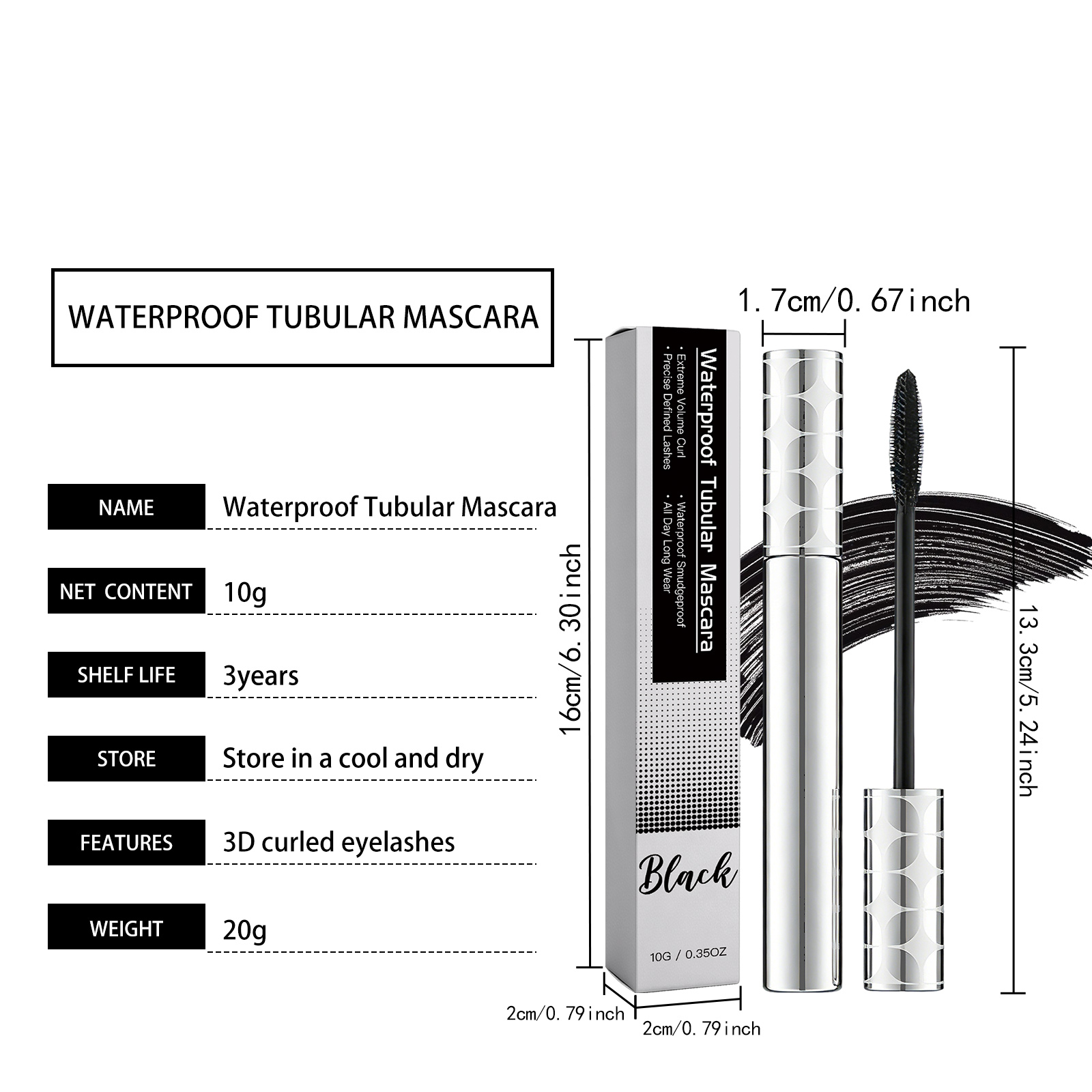 Fibre Long Curl Mascara  Black  10g 1box photo 5