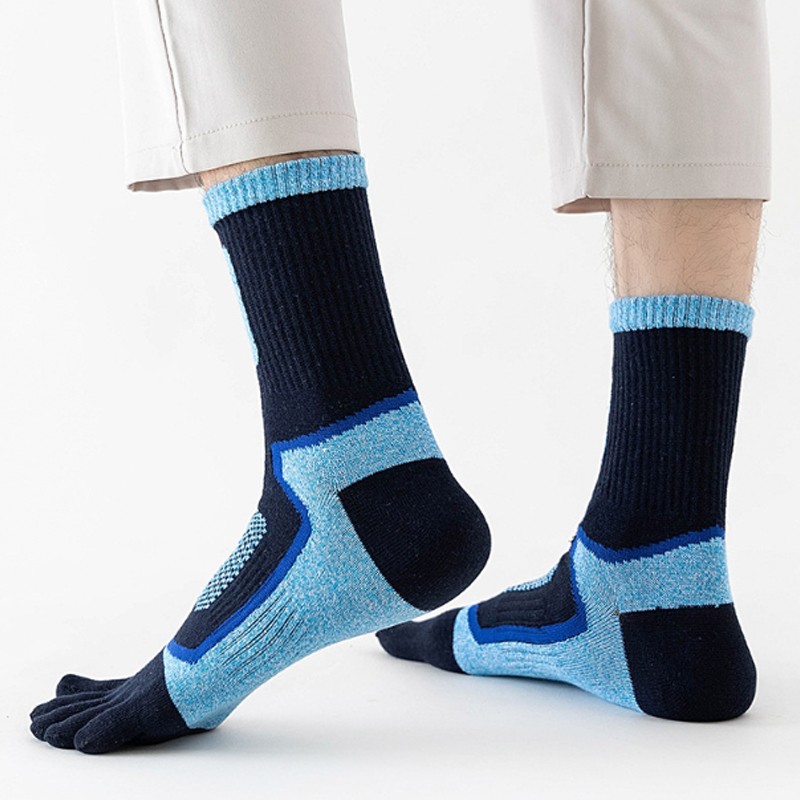 5Pairs Mens Cotton Blend Athletic Running Sports Socks Finger Toe Socks Toe Sock photo 7