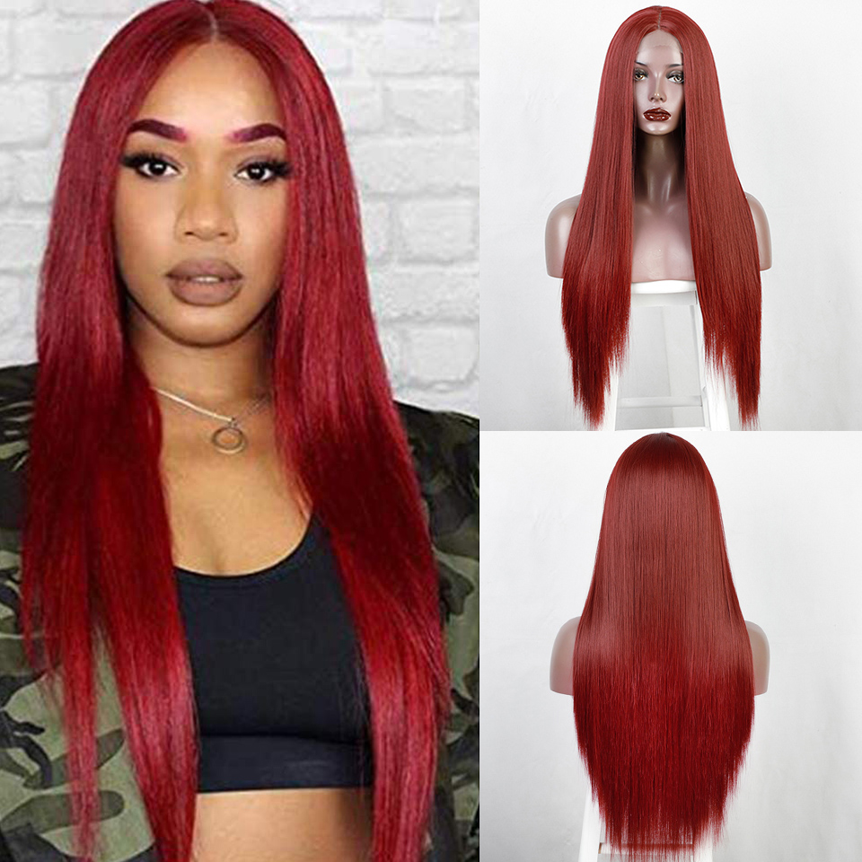 Black Long Straight Center Point Natural And Lifelike Headgear Temperament Non-marking Chemical Fiber photo 5