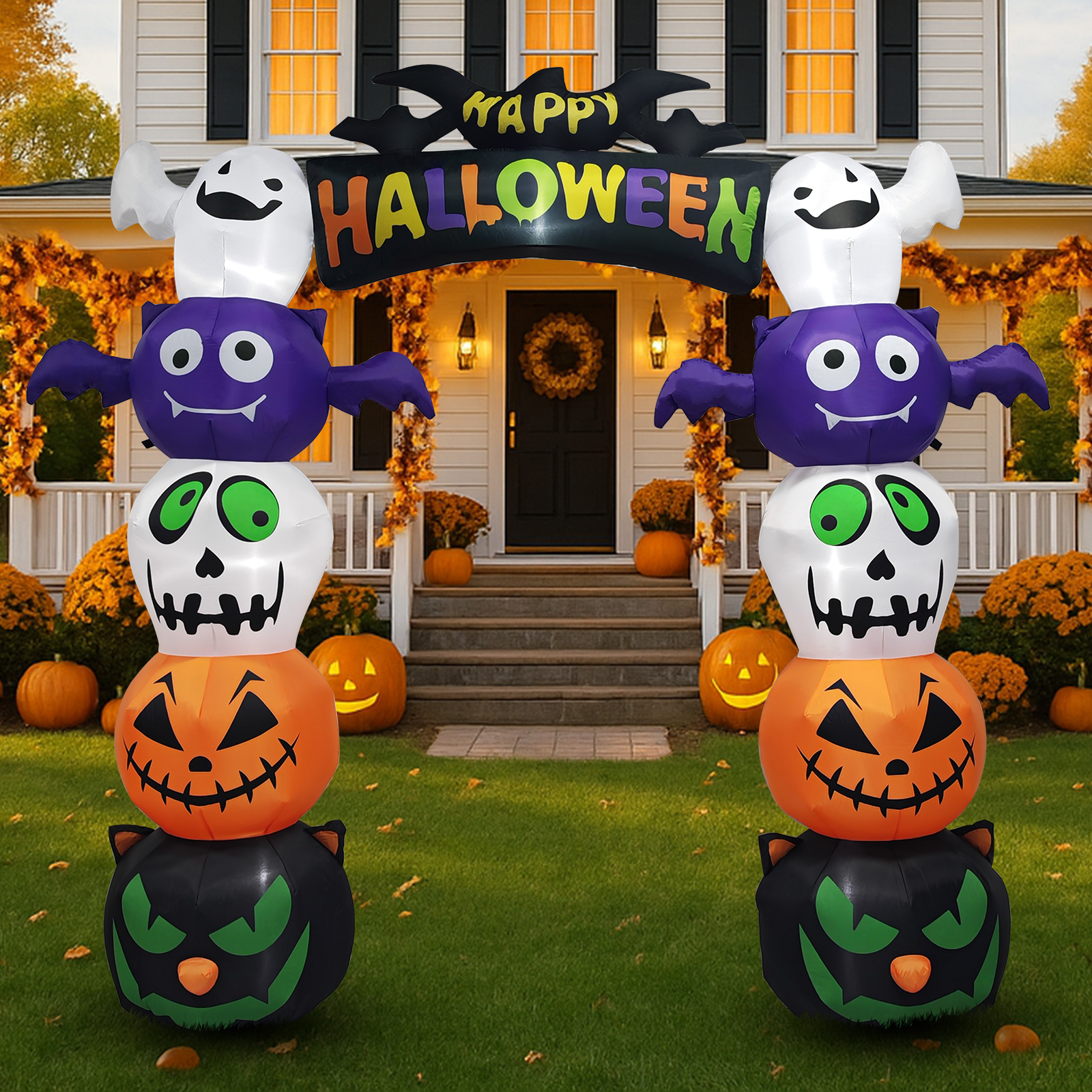 Replace 5233203 8.2 FT Cute Halloween Inflatables Pumpkin Archway Outdoor Decoration,Giant Blow Up Yard Arch Decorations With Built-in LED Lights For Holiday Party Front Yard Lawn Garden Decor photo 7
