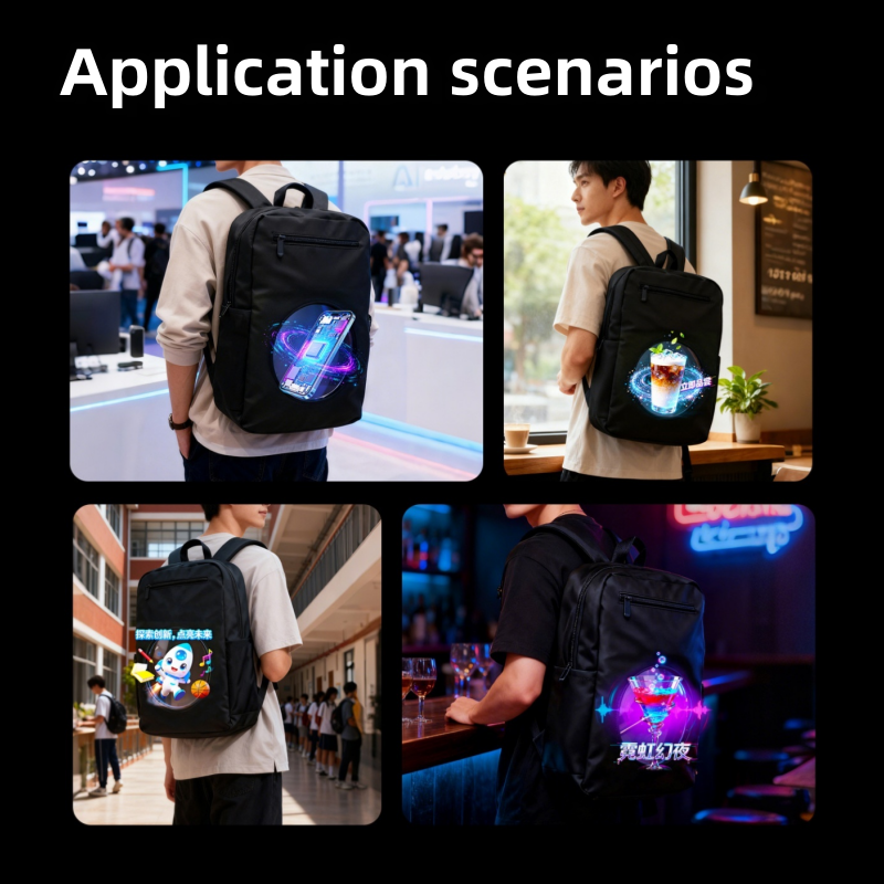 Wiilala Cross-border 3D Holographic Backpack Mobile Outdoor Advertising Display Stereoscopic Projection 3D Holographic Backpack, Supports Content Replacement Via Mobile AppSupports 5V3A Power Bank photo 4