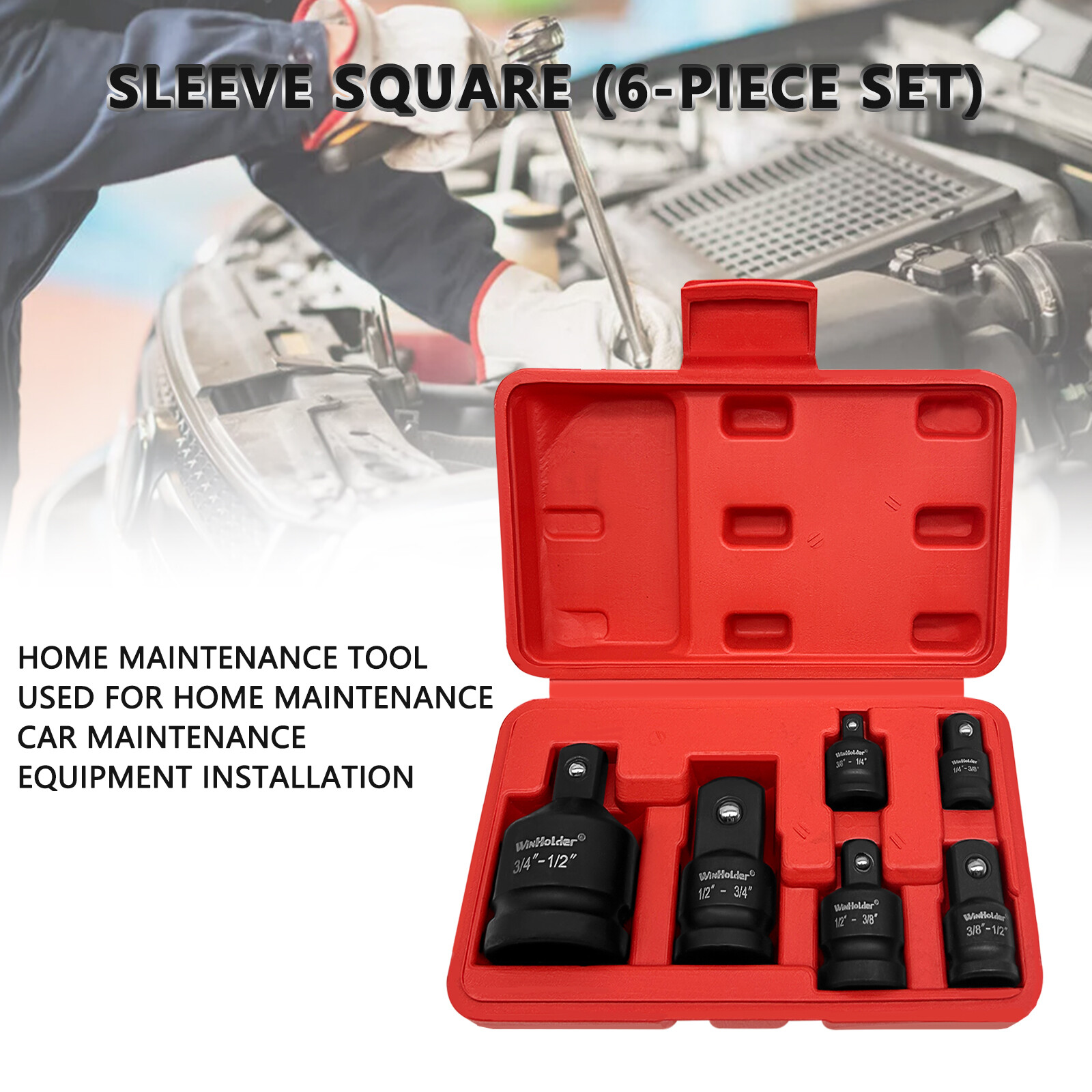 6Pcs Impact Adapter Reducer Socket Converter Set 3 4  1 4 3 8  Female To Male photo 8