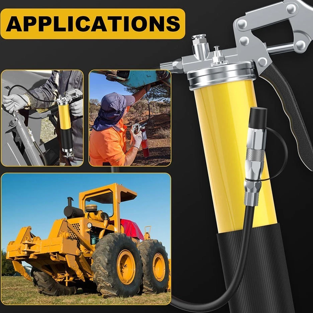 Professional Grease Gun, One-Hand Grease Gun, 8000 PSI, 8-Piece Set With 2 Standard Hoses photo 6