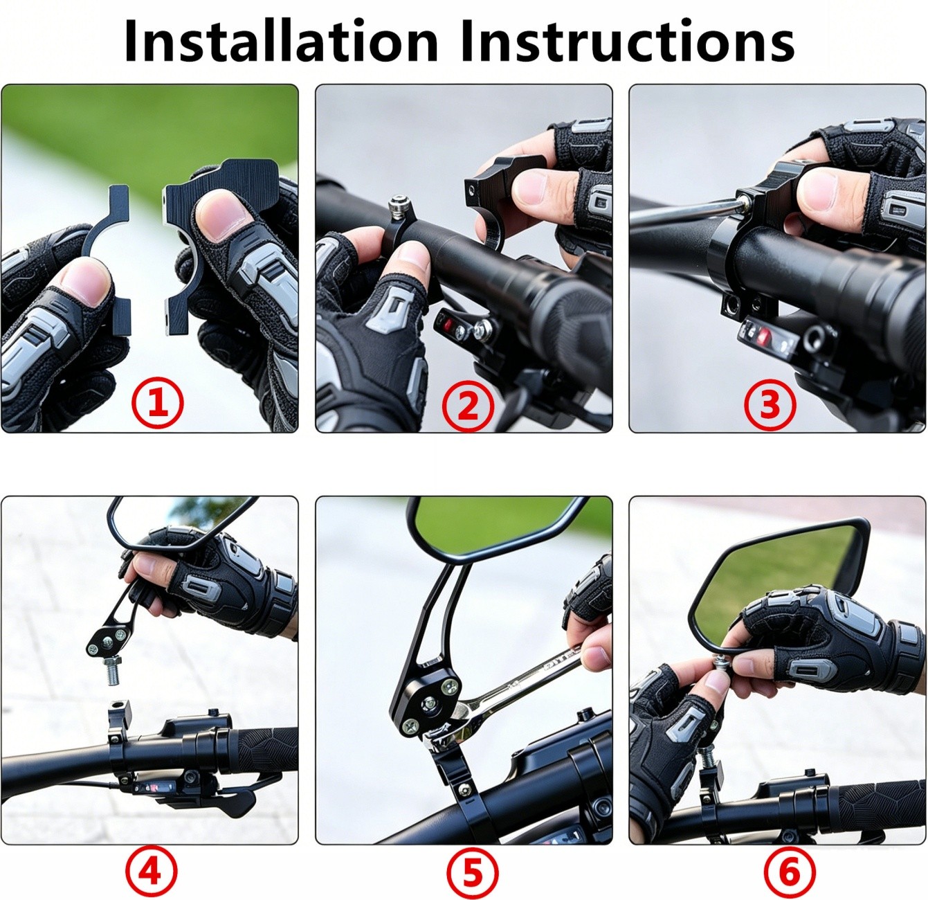 Bike Mirror Rear View Mirror HD Convex Mirror For Bicycle, E-bike, Scooter, 360-degree Rotatable photo 6