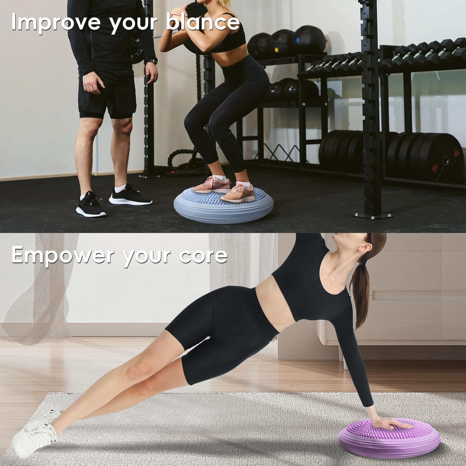 Women's Odorless Wear Resistant PVC Yoga Balance Pad, Inflated Wobble Cushion & Balance Disc With Free Air Pump For Core Strengthening, Posture & Home Fitness photo 7