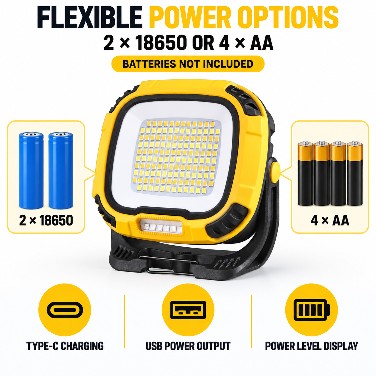 Rechargeable Magnetic Battery Display Type C LED Work Light Base Hanging W892 1 Hook Flood photo 6