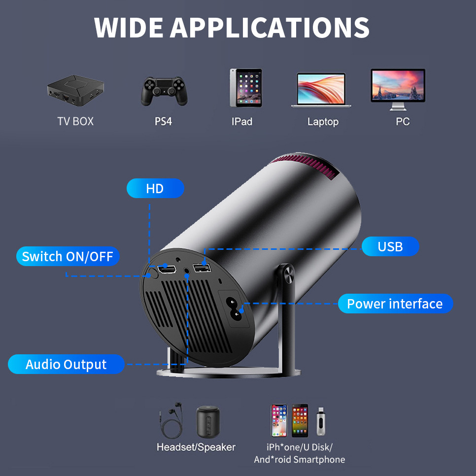 Portable Home Theater Projector, Mini Projector For Bedroom Gaming Movies photo 5