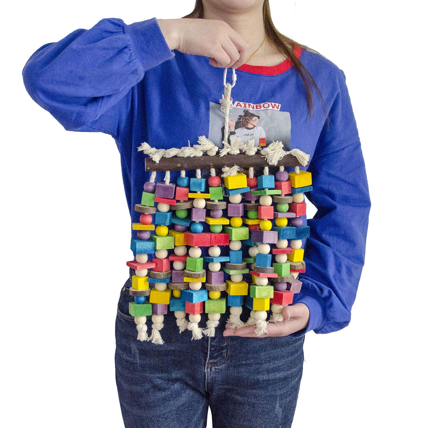 Large Bird Parrot Chewing Toy - Multicolored Natural Wooden Blocks Bird Parrot Tearing Toys Suggested For Large Macaws Cokatoos,African Grey And A Variety Of Amazon Parrots photo 6