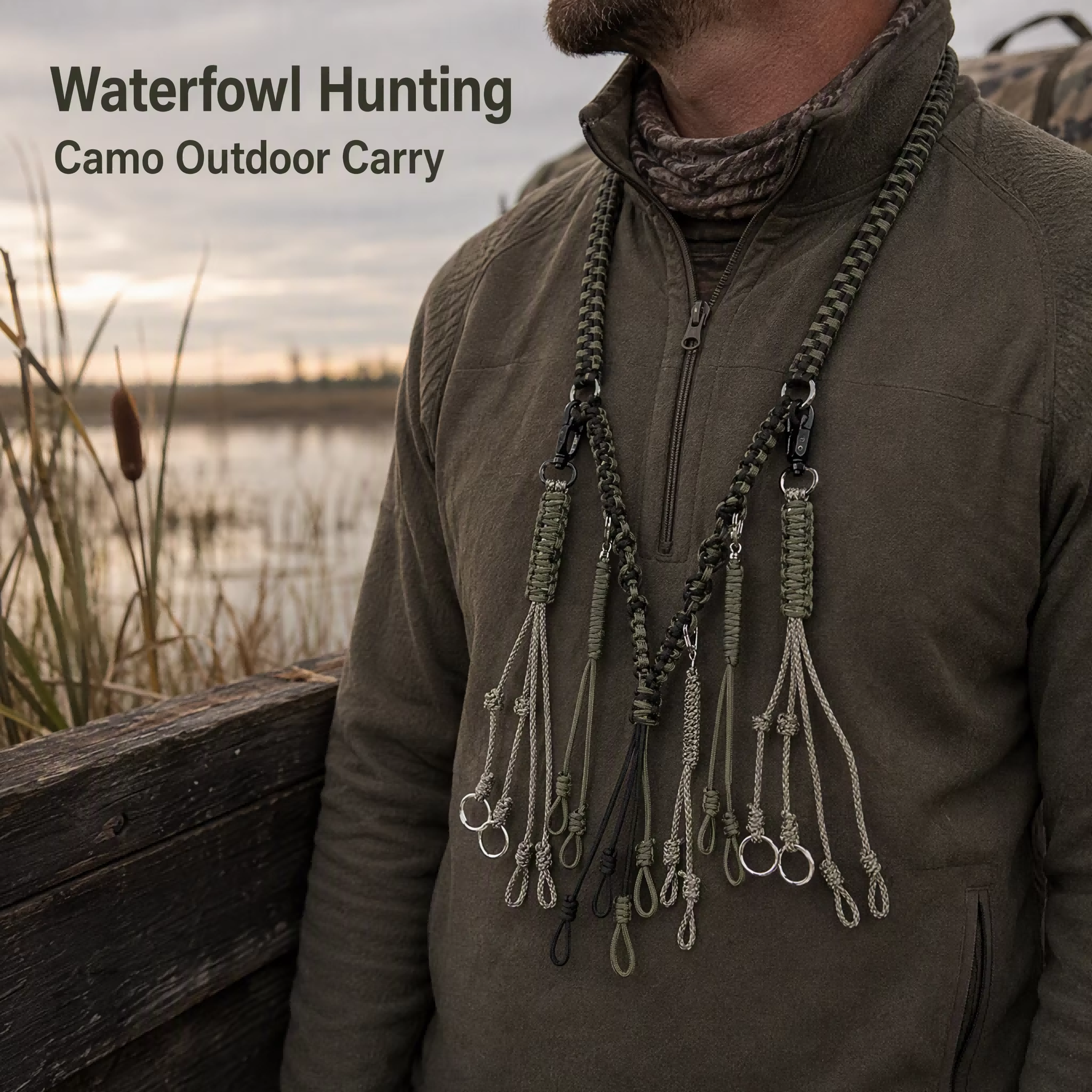 Duck Call Lanyard-Durable High Pressure Polyester Material With Multiple Loops Adjustable Strap For Waterfowl Hunting Outdoors photo 2