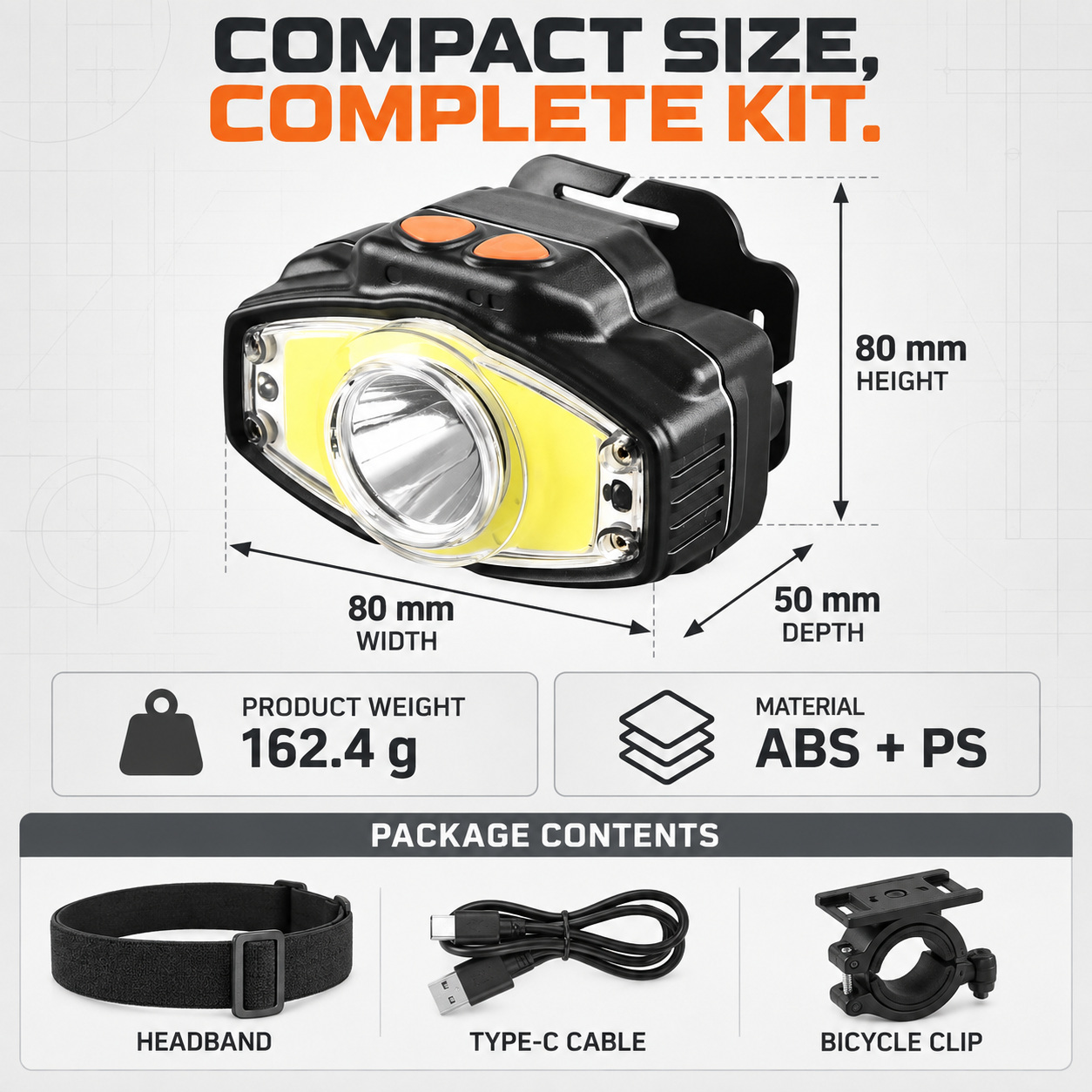 W663 3 Hands Free COB LED Headlamp 10W 4000mAh Rechargeable Type C For Camping Hiking photo 2