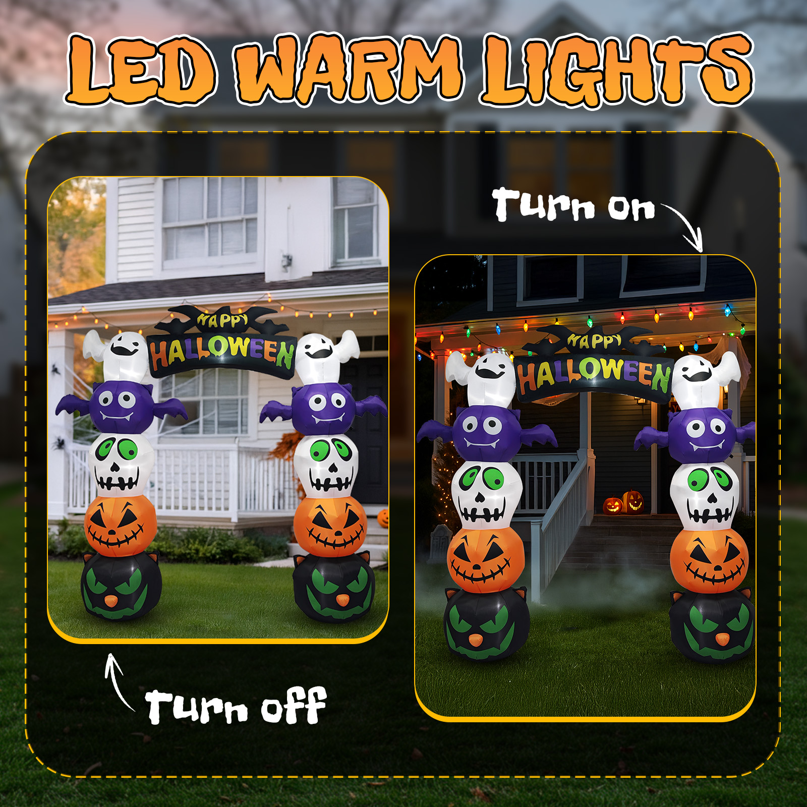 Replace 5233203 8.2 FT Cute Halloween Inflatables Pumpkin Archway Outdoor Decoration,Giant Blow Up Yard Arch Decorations With Built-in LED Lights For Holiday Party Front Yard Lawn Garden Decor photo 5