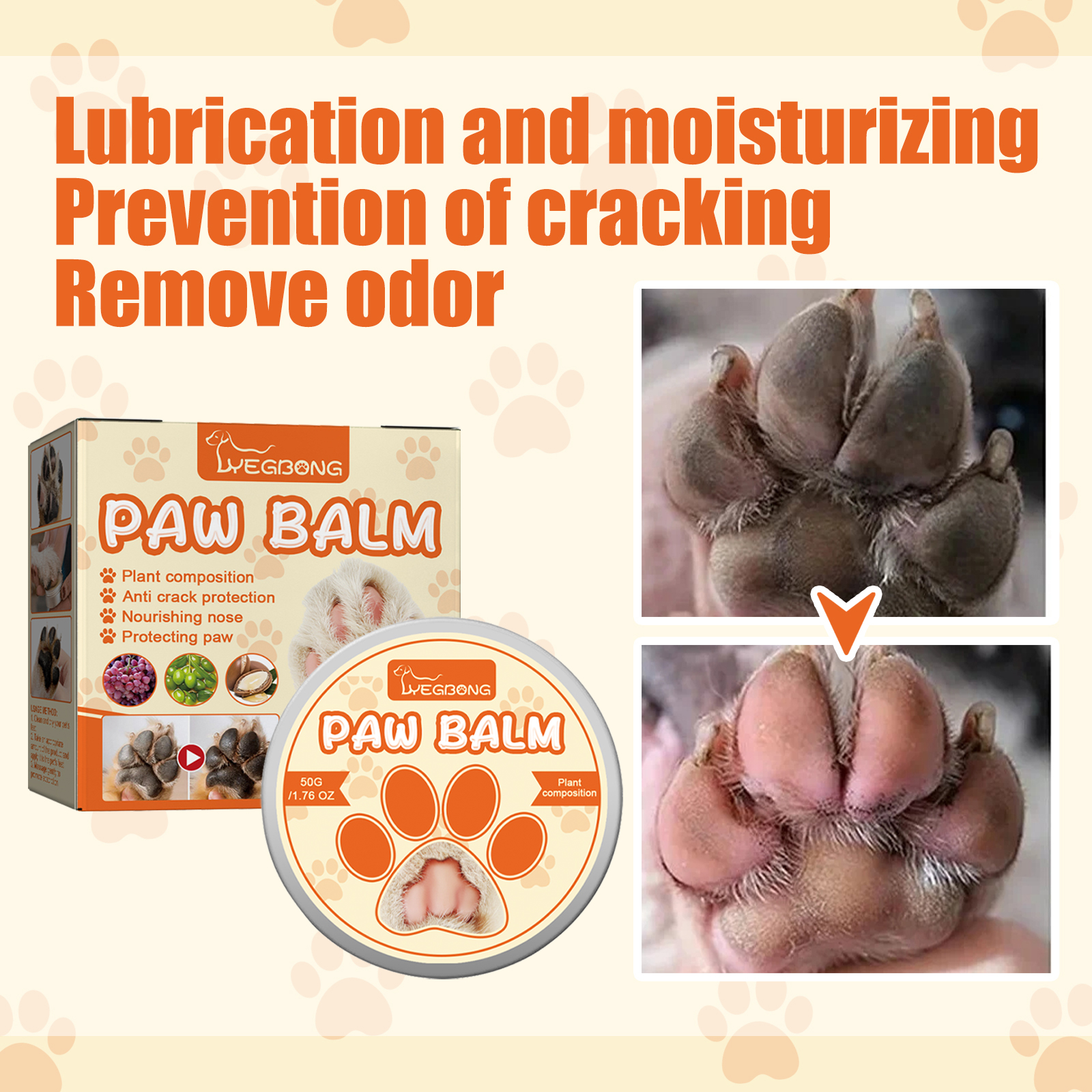 Yegbong Pet Moisturizing Paw Care Cream, Cats And Dogs Universal Moisturizing Feet Soles Meat Pad Cracked Care Cream photo 6