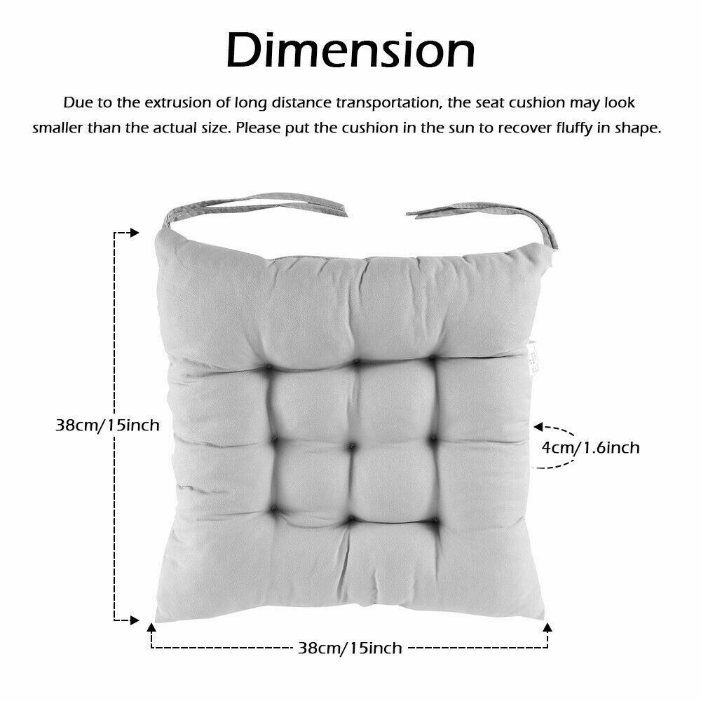 4 Pack Seat Pad Dining Room Garden Kitchen Chair Seat Cushions Tie On Plain UK photo 6