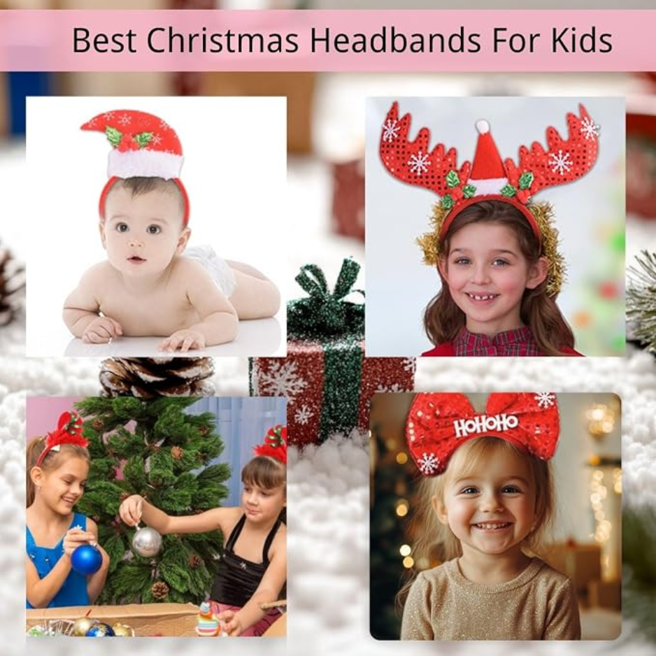 12 PCS Holiday Headbands,Cute Christmas Head Hat Toppers,Great Fun And Festive For Christmas Party Favors Holiday Favors Photos Booth photo 2