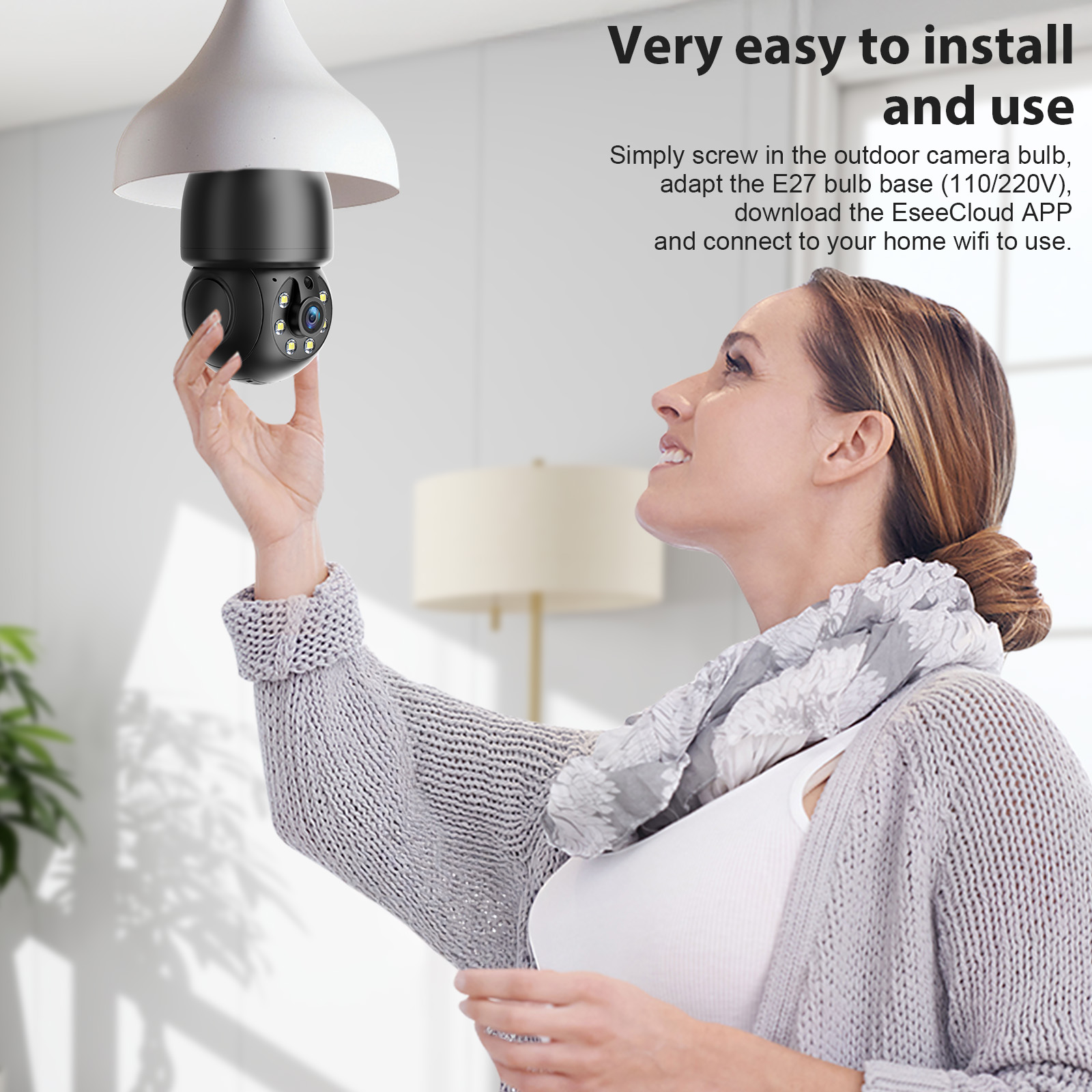 3MP Ptz E27 Socket Bulb Camera 360 Degree Cmos Sensor Network Camera Cctv Security Light Bulb Camera photo 4