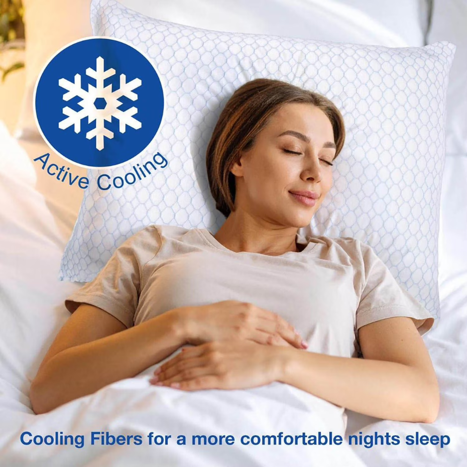 2-Pack Cooling Down Microfiber Pillows, Standard Queen Size photo 5