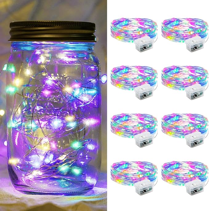 8-Pack 7FT Battery Operated 20 LED Multicolor Fairy String Lights With 3 Modes Waterproof Party Decor photo 1