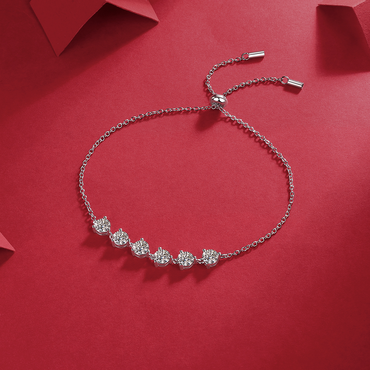 S925 Silver 2.6g Adjustable Bolo Bracelet, 6x 0.5ct D VVS1 Moissanite, 19cm, GRA Certified photo 5