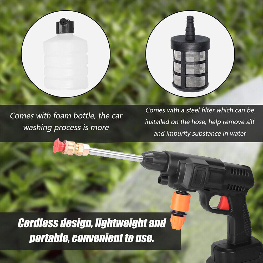 1500W 60Bar 15000mAh Cordless High Pressure Car Washer Spray Water Gun 2 Battery photo 6