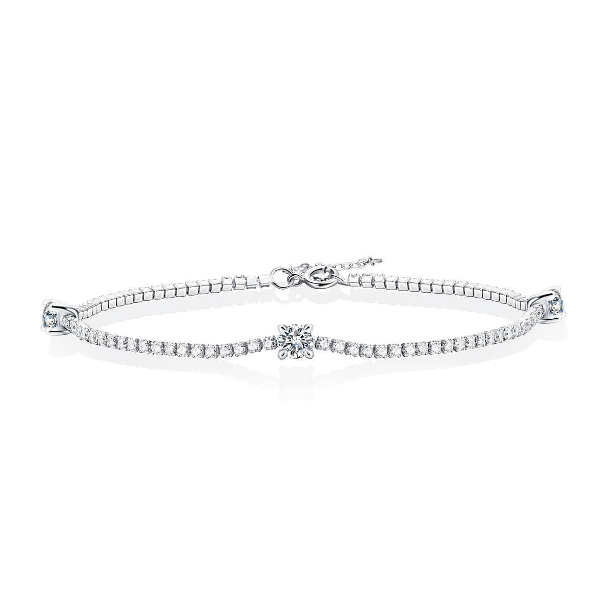 S925 Silver 6g Platinum Plated Moissanite Bracelet, 3x4.0mm D VVS1 Adjustable, GRA Certified photo 3