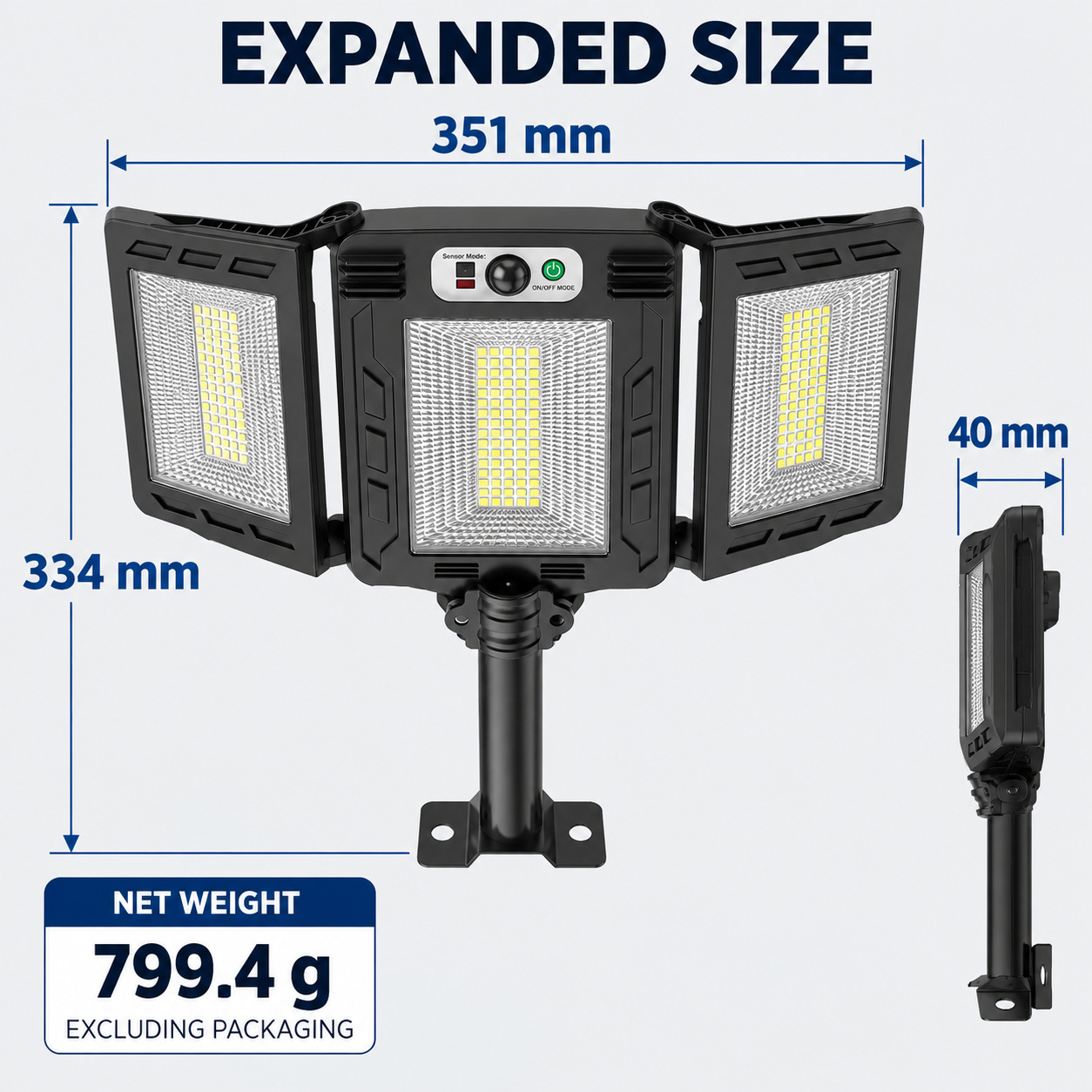 Solar Powered Rechargeable Motion Sensor LED Work Light 3000mAh For Auto W785 1 5 5W photo 5