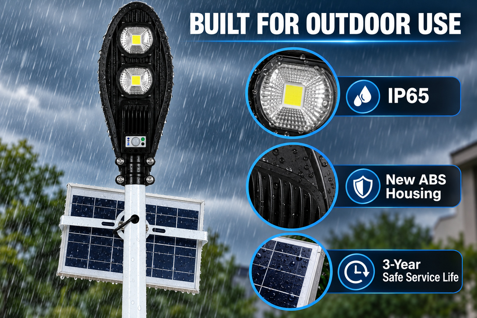 Solar Powered Rechargeable Motion Sensor Waterproof LED Work Light 40W For Auto W736D IP65 Street photo 4