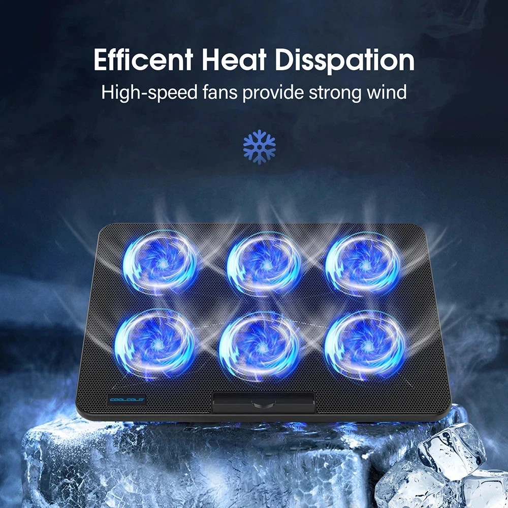 13-17inch Laptop Cooling Pad With 6 Quiet Fans, 6 Height Wind Speed photo 6