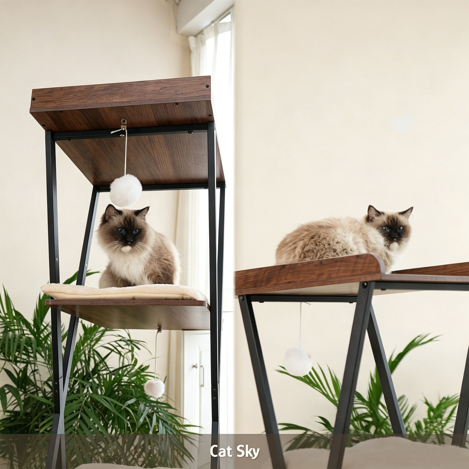 73in Modern Cat Tower For Indoor Cats - Multi-Level Cat Tree With Scratching Posts, Caves, Large Perch & Removable Pads - Wooden Cat Furniture photo 8