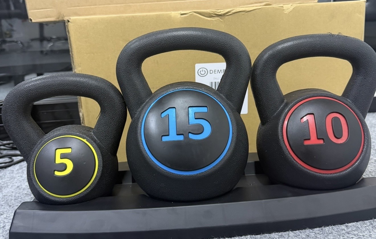Kettlebell Set With Rack, 5lb -10lb -15lb 3-Piece Set, Ergonomic Grip, Home Workout Training Set photo 5