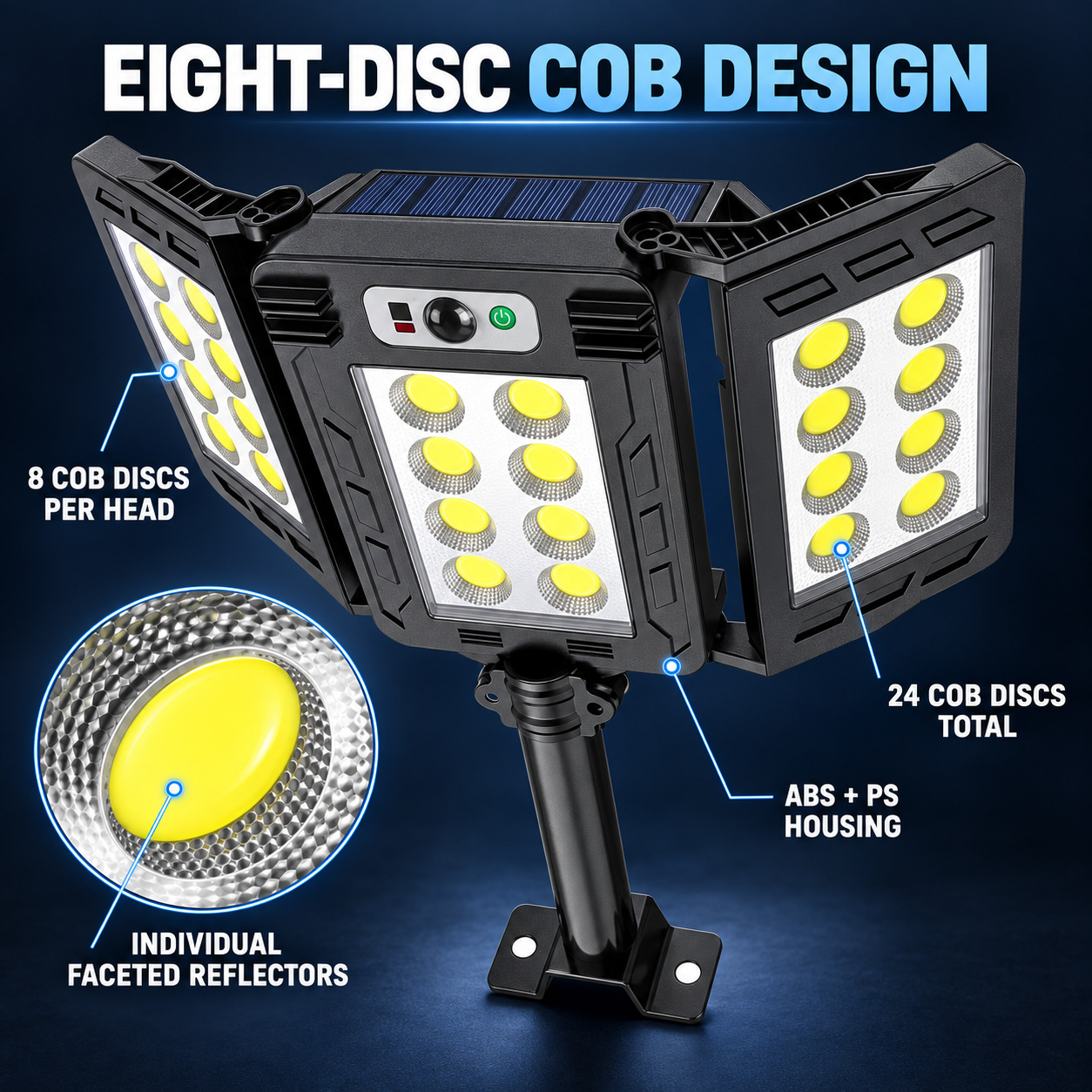 Solar Powered Rechargeable Motion Sensor COB LED Work Light 3000mAh For Auto W786 8 Battery photo 3