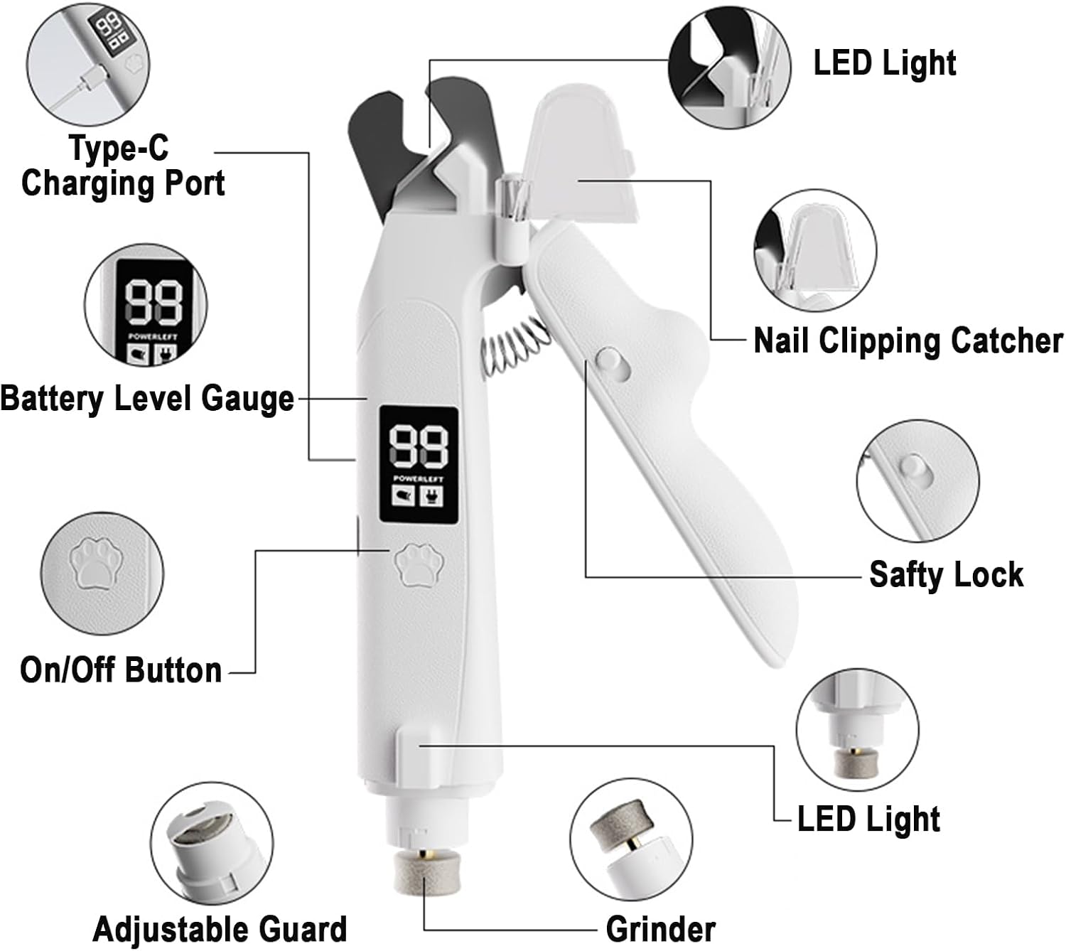 2-in-1 Led Light Cat Anti-blood Nail Grinder Dog Pet Nail Clipper Nail Clipper Animal Nail Clipper photo 2