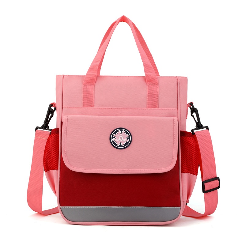 Primary School Student Printing And Tutoring Bag, Three Hand Bag, Children's One Shoulder Hand-held Printing Logo Tutoring Bag, Art File Bag - Pink photo 1