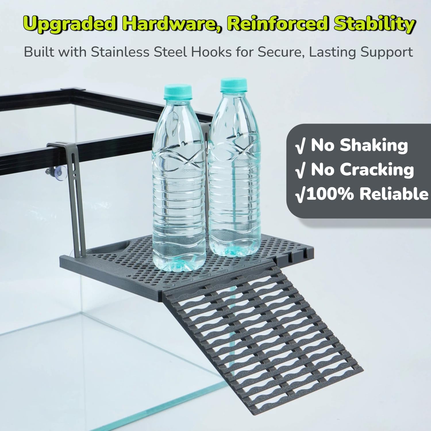 Hanging Turtle Basking Platform With Built-in Food Tray, Zero Zip-Tied, Non-Slip Ramp Terrace, Resting Turtles Dock, For 25-75 Gallon Aquariums Frog Turtle Turtle Tank Accessories photo 8