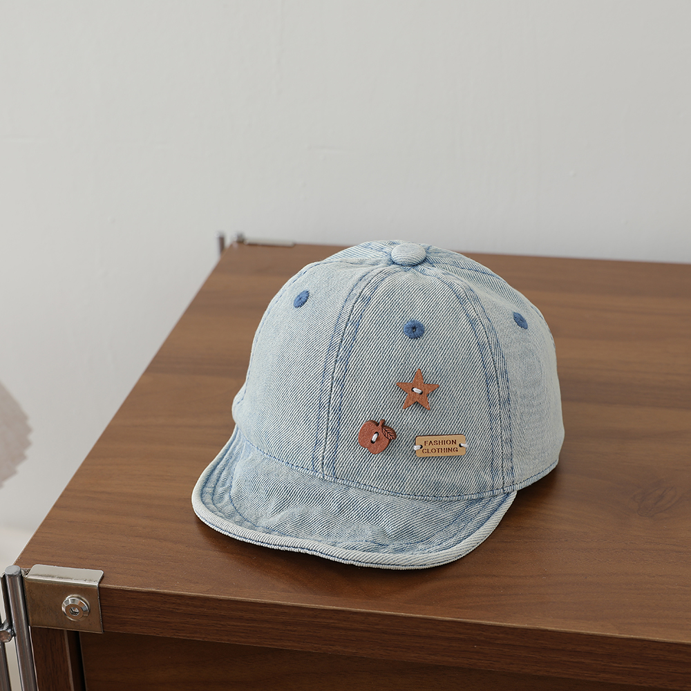 Star Apple Patch Children's Denim Baseball Cap - Retro Washed Soft Top Children's Baseball Cap For Outdoor Versatility photo 7