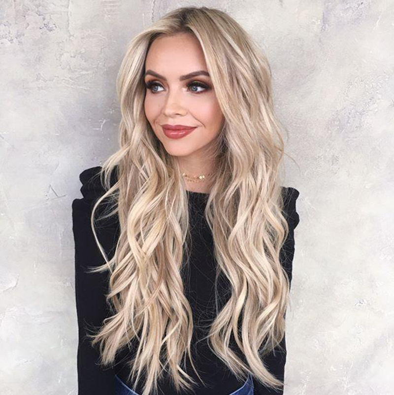 Chemical Fiber Gradient Golden Long Curly Hair photo 3