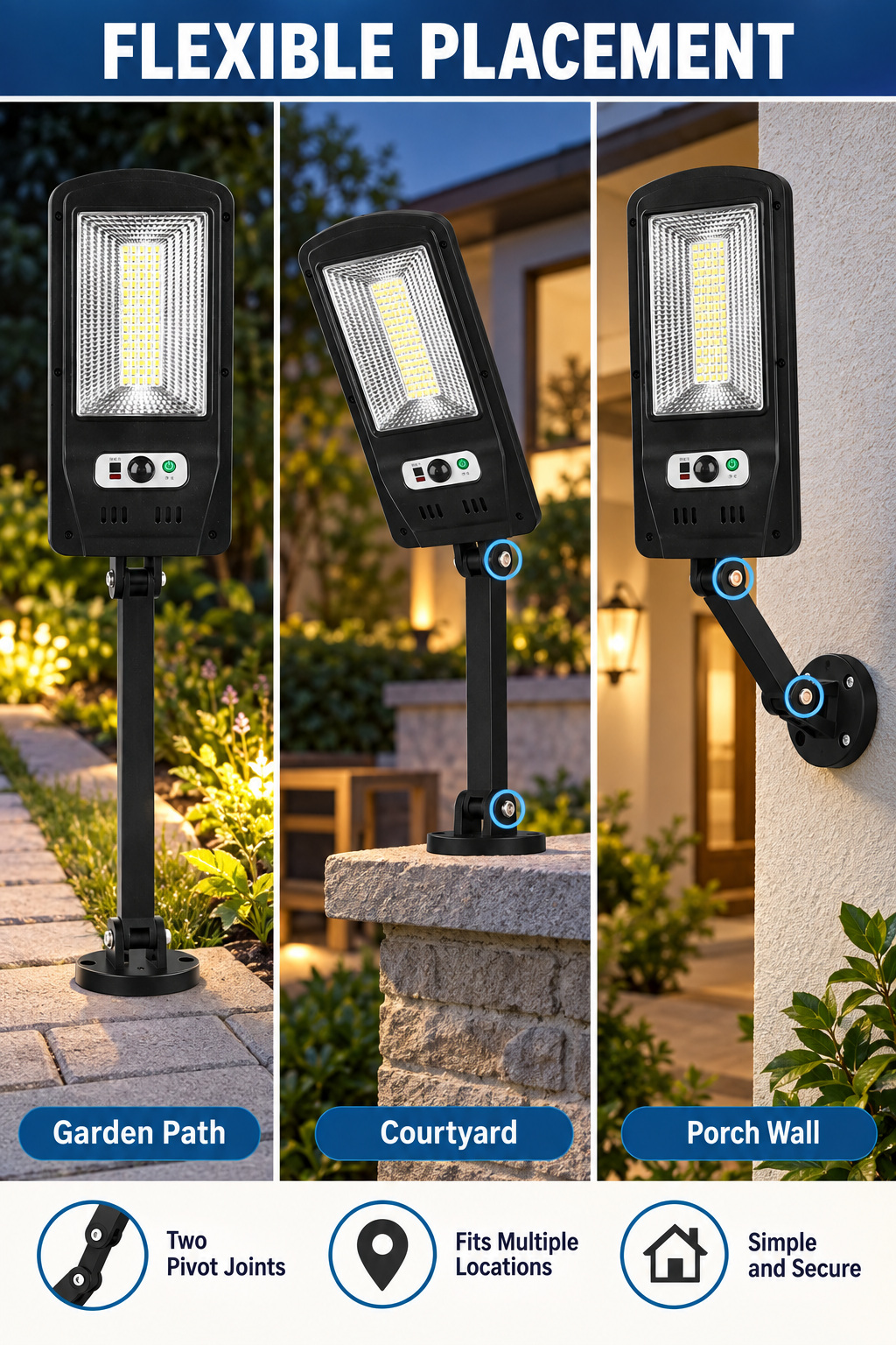 Solar Powered Rechargeable Motion Sensor Waterproof LED Work Light 20W 1500mAh For W755 1 Street photo 7