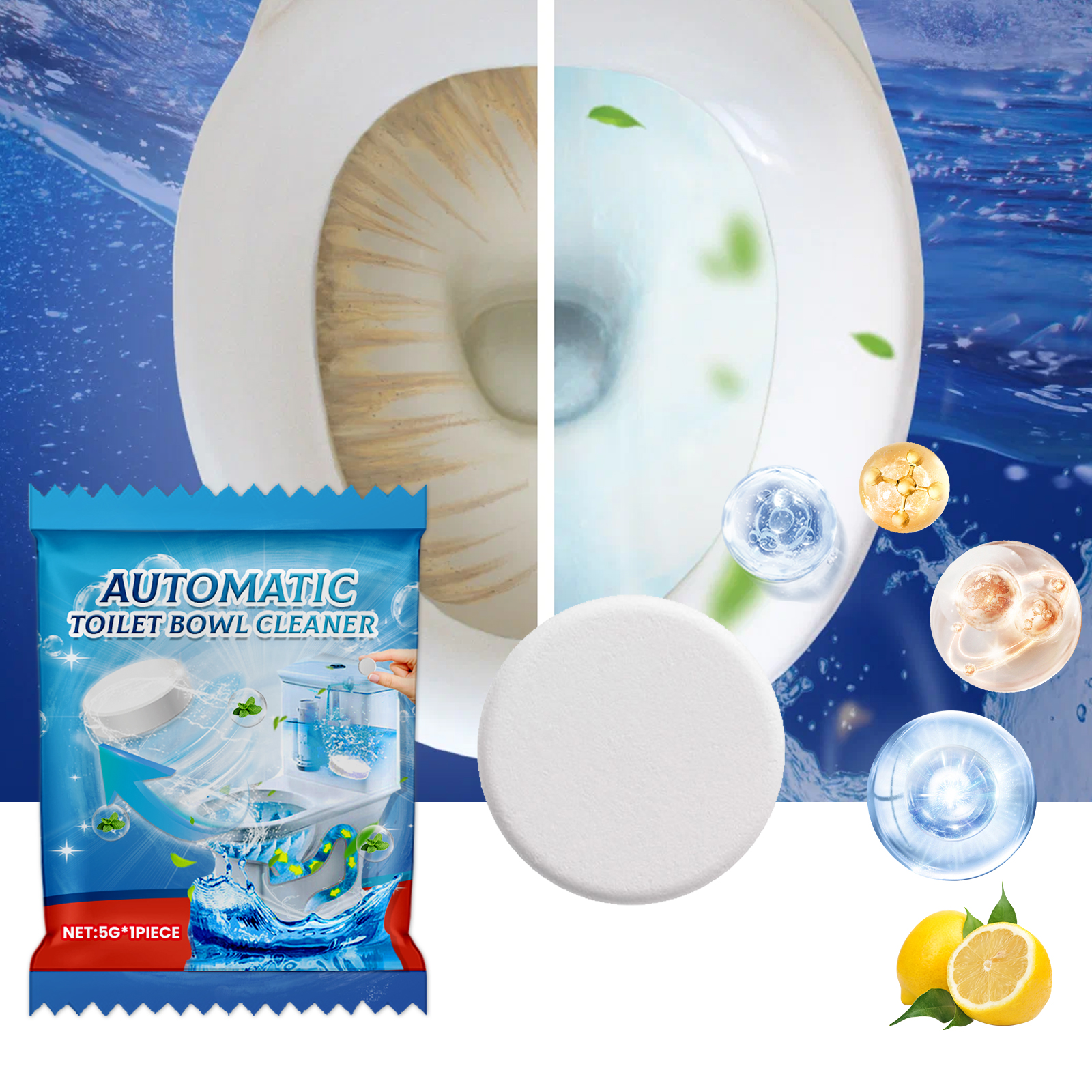 Toilet Cleaning Foaming Tablet Single 5gx1pc-bag, Toilet Cleaning Foaming Tablet Effect Deodorizing-Cleaning, White, Including Printed Slice Price 0.12 photo 8