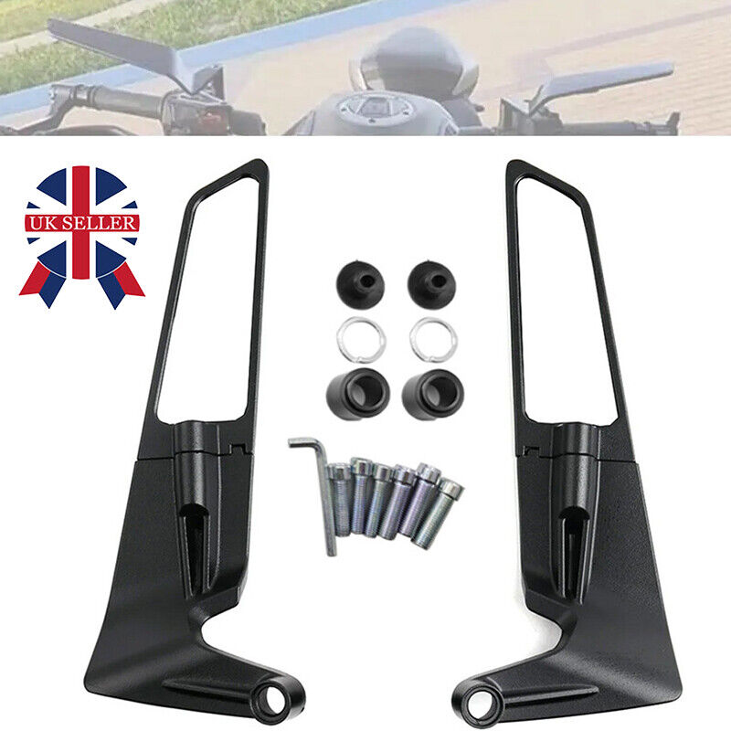 Motorcycle Wind Wing Rear View Mirrors Stealth Wind Wing Side Mirror Universal- photo 2
