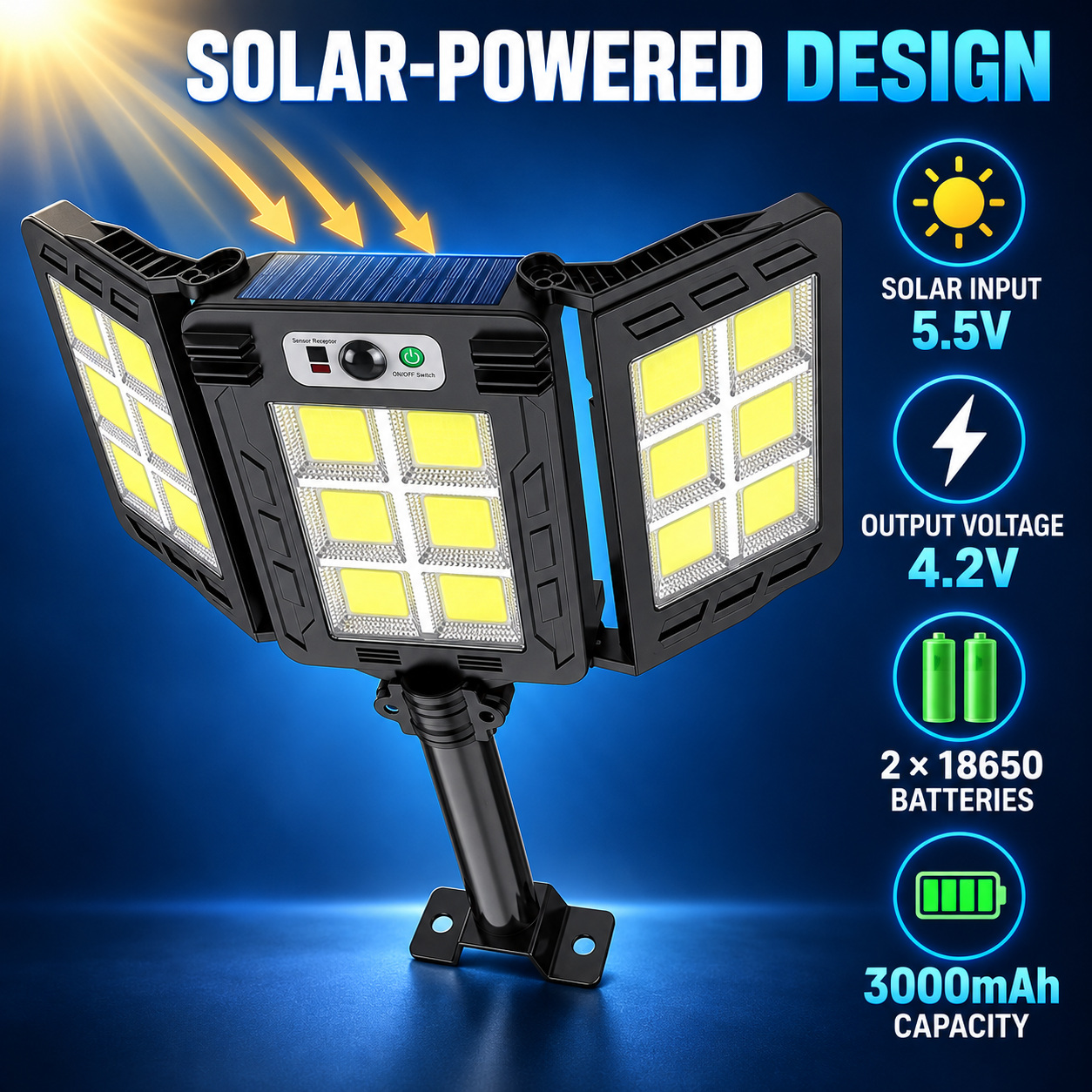 Solar Powered Rechargeable Motion Sensor COB LED Work Light 3000mAh For Auto W786 6 2 photo 5