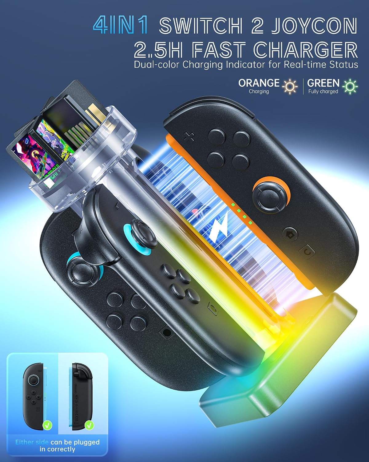 Charging Dock For S Witch 2 Controller, JoyCon Charging Station With Lamppost LED Indication photo 8