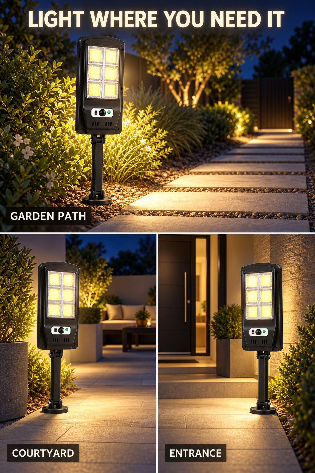 Solar Powered Rechargeable Motion Sensor Waterproof LED Work Light 30W 1500mAh For W756 6 COB photo 8