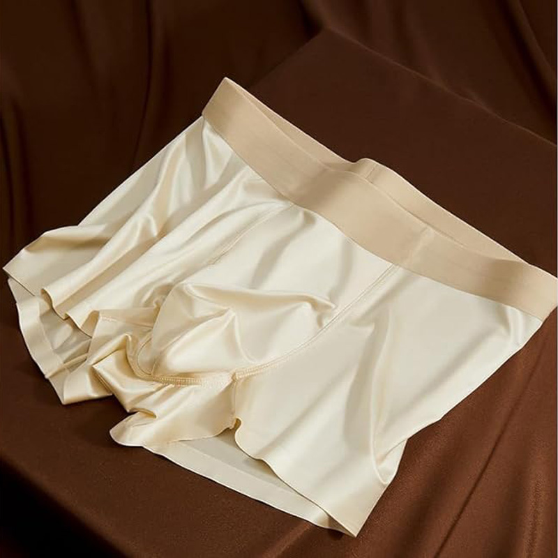 3pcs Satin Silk Boxer Briefs Mid Waist Underpants,Men's Light Luxury Satin Ice Silk Fashion Breathable Boxer Briefs, Silky Sexy Mens Underwear photo 4