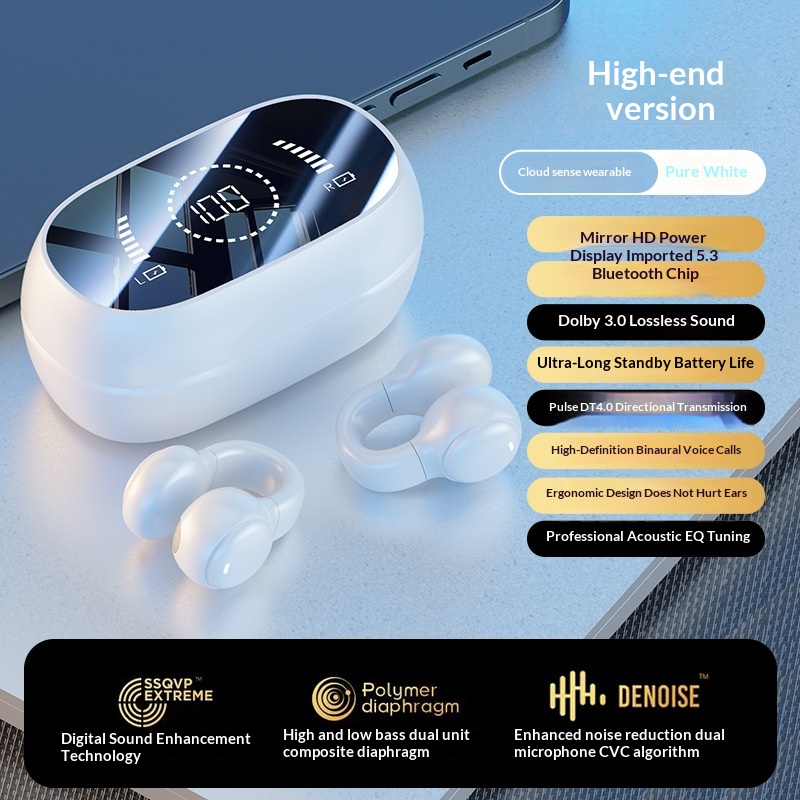M47 Cross Border Explosion Private Ear Clamp Bone Conductive Earphone No In Ear Motion Digital Display Bluetooth Headphones Wholesale photo 2