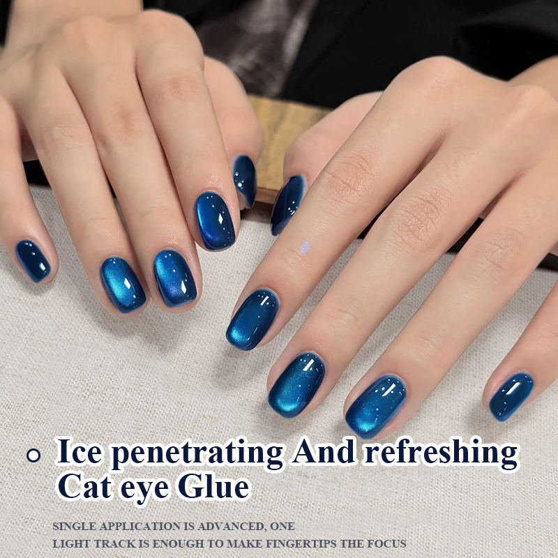 Ms Rainbow Starry Series 02 Cat Eye Gel Polish, 10ml Deep Ocean Blue Magnetic Nail Gel, LED Soak Off Manicure Gel, Shimmer Glitter Nail Varnish For Salon & DIY Nail Art Nail Su photo 7