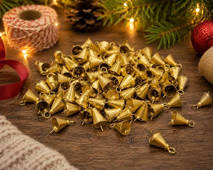 50-Piece Mini 2.5cm Vintage Jingle Bells Rustic Tin Bells For Christmas Tree Crafts And Holiday Decor photo 1