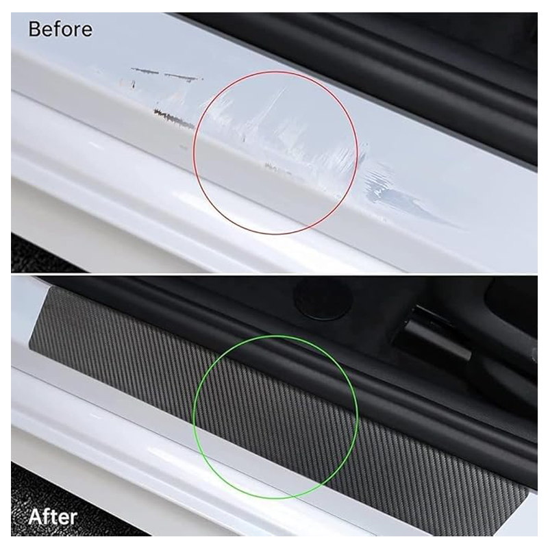 Carbon Car Door Sills Protector, Car Door Threshold Protection, Automotive Door Entry Guard 4 Pcs Universal Rubber Scratch Resistant Exterior Accessories photo 3