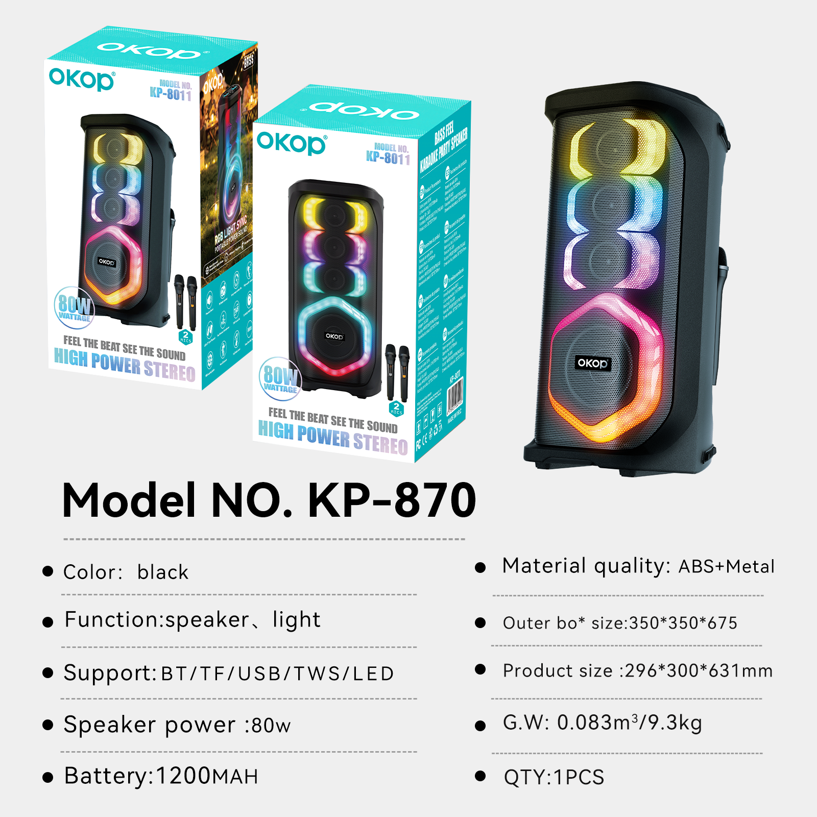 KP-8014 Hot-selling 80W High-power Outdoor Bluetooth Speaker With Dual Microphones Featuring Heavy Bass And Long Battery Life In Stock photo 8